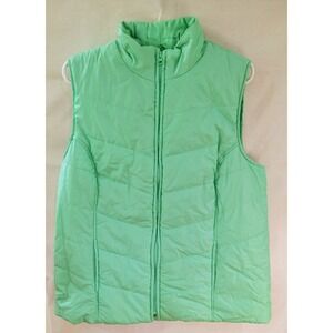 Kim Rogers Green Quilted Full Zip Vest XL Women's Mid-Length Sleeveless Casual